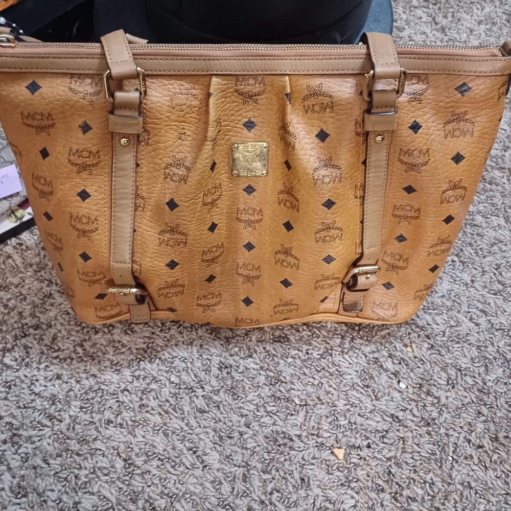 MCM Tan Leather Tote Bag